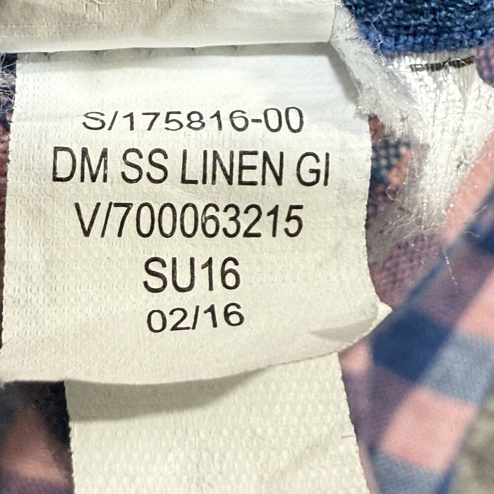 Banana Republic Camden Fit‎ Linen Shirt Mens L Short Sleeve Pink Blue Plaid - Picture 5 of 6